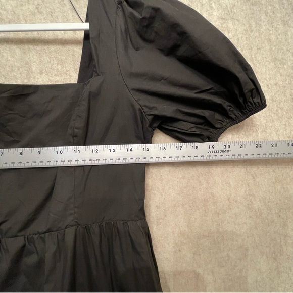 Womens Astr long black dress with puff sleeves and elastic bodice L - Picture 6 of 6